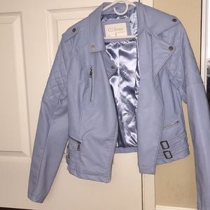 Baby blue leather jacket by Ci Sono by Cavalini